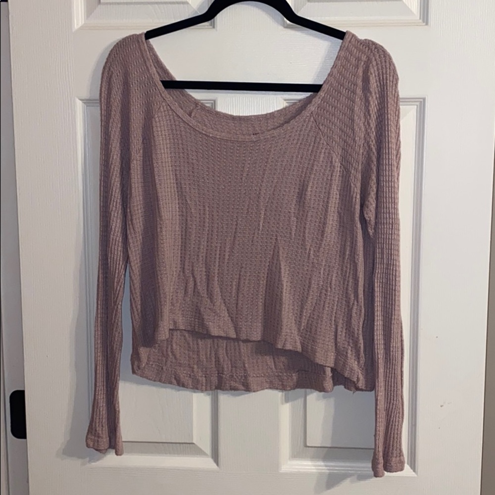 Slightly Cropped Waffle Texture Long Sleeve